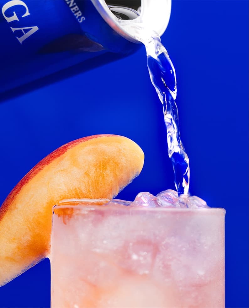 A detail of the Saratoga Collection Anatomy of a Peach Fuzz cocktail.